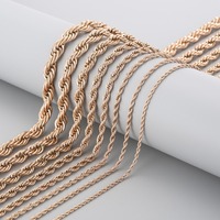 Colliers minimalistes à chaîne lisse et élégante, couleur or rose, maillons torsadés, style streetwear masculin, bijoux tendance en acier inoxydable MGBC324