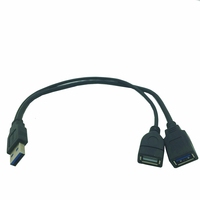 Kabel data hard disk portabel USB3.0 male-to-male + ekstensi female dual male head plus catu daya transmisi kecepatan tinggi