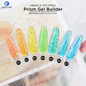Gel de construction transparent sans HEMA ni TPO pour extension d'ongles, gel coloré effet bonbon, gel pailleté personnalisé avec logo en pot – Vente en gros - Product Image 2