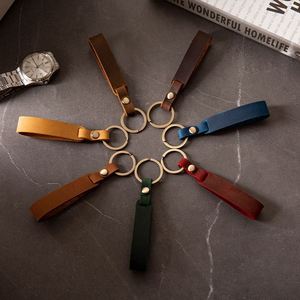 Customized Logo Vintage Genuine Leather DIY Keychain Pendant Keyring <b>Car</b> <b>Key</b> <b>Ring</b> Birthday Gift Small Present Leather Keychain - Product Image 2