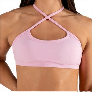 Vêtements de sport haut de gamme pour femmes, couleur bordeaux, 100% polyester, respirant, imprimé, manches raglan, maintien élevé, sans couture, côtelé, croisé - Product Image 3