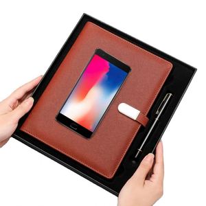 Promotion 2025 Pu Leather Fingerprint Lock <b>Wireless</b> <b>Powerbank</b> Notebook Gift Set Chargeable Customized Notebook - Product Image 1