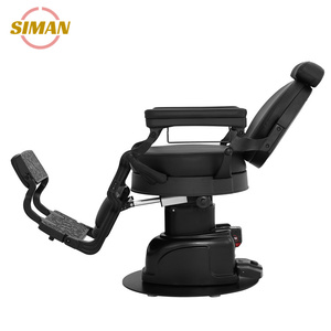Fauteuil de Barbier Électrique Siman en Cuir Noir Pur, Chaise Métallique Portable Robuste, Mobilier Commercial pour Salon et Utilisation en Salle de Sport – Offre Spéciale - Product Image 2