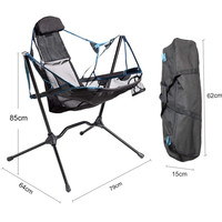 Chaise de camping hamac chaise à bascule pliante chaise pivotante à dossier réglable portable avec porte-gobelet pour l'extérieur