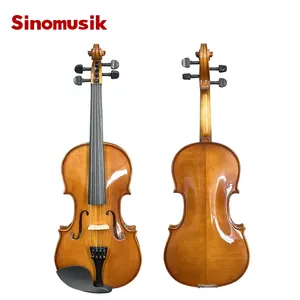 Aiersi solid violin quality beautiful cost effective gloss Germany yellow brown violin set including case bow rosin OEM