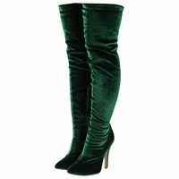 Bottes élégantes en velours au-dessus du genou, à bout pointu, talons hauts, grandes tailles, bottes cuissardes sexy pour femmes