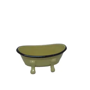 All'ingrosso di alta qualità a forma di vasca da bagno di smalto sapone in metallo porta sapone in smalto portasapone