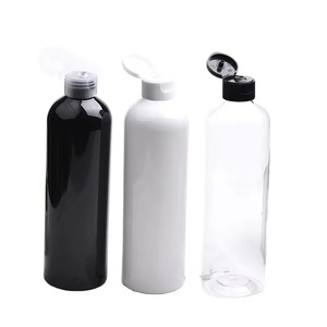 MUESTRA GRATUITA, Botellas de Plástico Negras Vacías de 300ml, 400ml, 500ml con Tapa Abatible, Envases para Cosméticos con Tapas, para Champú - Product Image 1