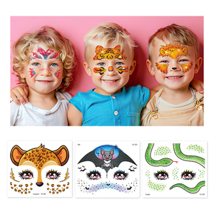 Tatuajes Temporales <span class=keywords><strong>de</strong></span> Animales <span class=keywords><strong>de</strong></span> Dibujos Animados, con Diseño <span class=keywords><strong>de</strong></span> Murciélago y <span class=keywords><strong>Jirafa</strong></span>, para Niños y Niñas, con Brillo, Pintura <span class=keywords><strong>de</strong></span> Maquillaje, Pegatinas Faciales - Product Image 1
