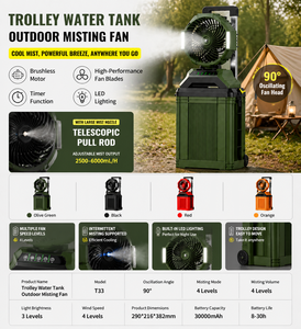Ventilador Portátil con Ruedas y Función de Nebulización, Tanque de Agua de 15L, Batería Recargable de 30000mAh, Ventilador Oscilante de Refrigeración con Nebulización para Exteriores - Product Image 2