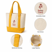 Sac fourre-tout en toile de coton écologique et durable de 12 oz, broderie de logo personnalisée, couleurs personnalisables, fermeture magnétique, polyvalent, idéal pour le shopping
