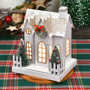 Factory Wholesale Indoor <strong>Christmas</strong> Decorations Paper <strong>Christmas</strong> <strong>Village</strong> House Lights Figurine Table Top <strong>Christmas</strong> Decorations - Product Image 1