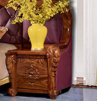 Lit de rangement de luxe de style royal européen antique en cuir durable avec cadre en bois massif d'ébène, tailles King/Queen/Double