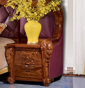 Muebles de Dormitorio Antiguos, Cama de Cuero de Lujo, Madera Maciza de Ébano, Juegos de Cama King, Queen y Doble - Product Image 4
