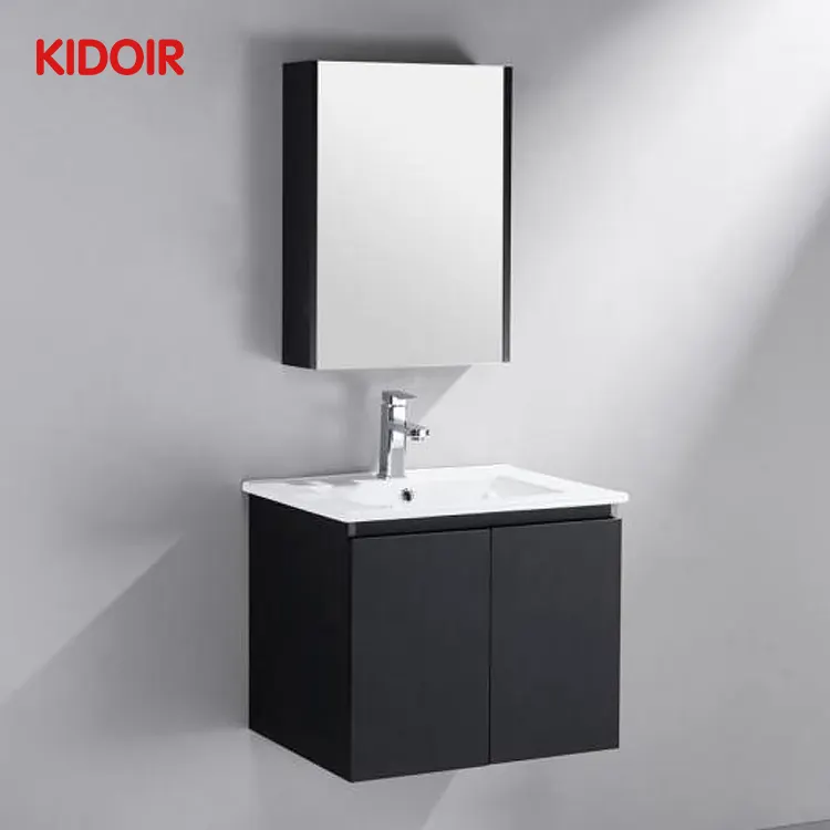 Kidoir ชุดตู้กระจกพลาสติกพีวีซีกันน้ำสีขาวในห้องน้ำอ่างล้างหน้าหรูหราทันสมัยเฟอร์นิเจอร์ห้องน้ำติดผนัง