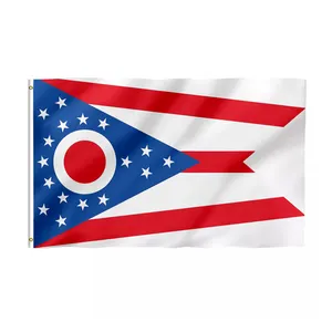 Promotional product 48h Fast Delivery 3x5ft 100%Polyester Any Logo Screen Printing Used in School Custom Ohio State Flag
