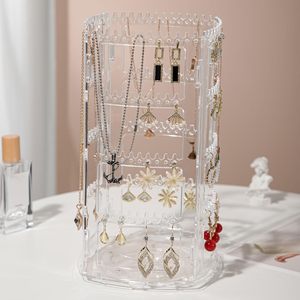 360-Degree <b>Rotating</b> Jewelry <b>Display</b> <b>Stand</b> for Kitchen Use Aluminum Material Contemporary Design 4-Level Earrings Support - Product Image 4