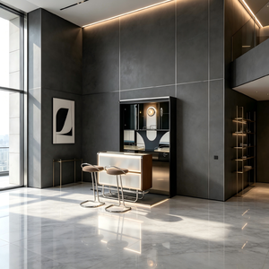 Vitrine haute de luxe, design moderne, en acier inoxydable 304, pour vin, idéale pour villa et manoir, pièce maîtresse au design intégré - Product Image 2