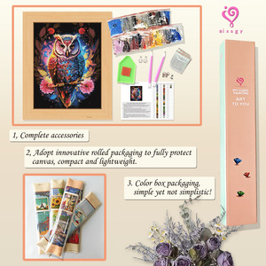 Kit de pintura de diamantes 5D DIY al por mayor, juego completo de búho, arte en lienzo, manualidades, decoración de pared para el hogar - Product Image 3