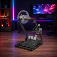 Support de simulateur de course ergonomique moderne, pliable et réglable, avec pédales en acier, stable, léger et personnalisable (version anglaise)