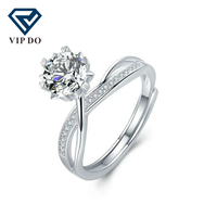 Bague ajustable en argent s925 pour femmes, ensemble de bijoux, pierre brillante, diamant momanite, anneau style flocon de neige, design à la mode, nouvelle collection 2020