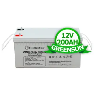 Greensun penyimpanan energi surya perawatan tenaga surya baterai bebas 200amp baterai gel asam timbal 12V 200AH 250AH baterai Gel