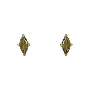 925 in argento Sterling 14K orecchini in oro semplici orecchini di zircone verde oliva freschi per le donne regali di gioielli per feste
