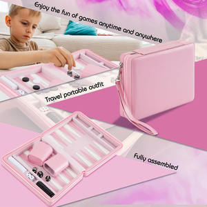 Jeu <span class=keywords><strong>de</strong></span> backgammon <span class=keywords><strong>de</strong></span> voyage <span class=keywords><strong>de</strong></span> <span class=keywords><strong>couleur</strong></span> rose, jeux <span class=keywords><strong>de</strong></span> société, backgammon portable, étui en similicuir, jetons magnétiques, jeu <span class=keywords><strong>de</strong></span> stratégie classique - Product Image 4