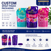 Sac d'emballage en gros personnalisé avec logo, grande poche à bec verseur et poignée, 2L 3L 5L, pour détergent liquide, robuste, conforme FDA REACH, OEM