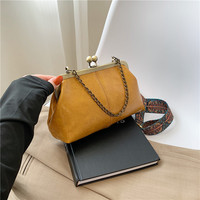 Tas Selempang Wanita Warna Solid Vintage Sederhana Grosir Tas Kulit PU Mewah Retro Elegan Tas Clutch Malam Hari