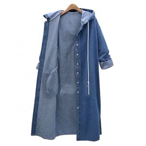 YP Wholesale Veste <span class=keywords><strong>Femme</strong></span> Dames <span class=keywords><strong>Manteau</strong></span> <span class=keywords><strong>Long</strong></span> en Jean Oversize Coupe-Vent en Denim pour l'Automne - Product Image 5