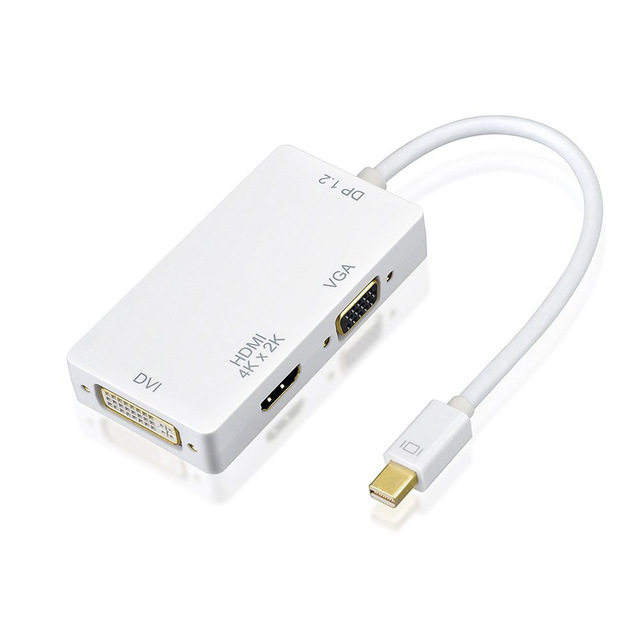 Adaptateur mini dp 3-en-1 blanc 4k