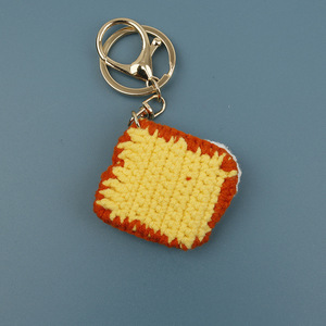 Kawaii Bread Crochet Keychain Handmade Knit Breakfast Toast Key Chain Knitted Charms Keyring Handbag Pendant Fried Egg Key <b>Rings</b> - Product Image 5