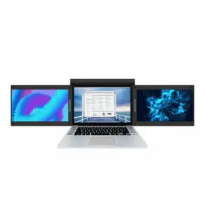 トリプルスクリーンラップトップモニター1080PFHD IPS Type-C/USB-Aプラグプレーラップトップスクリーンエクステンダー13.3インチポータブルラップトップワークステーション