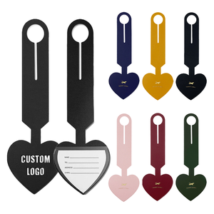 Étiquette de bagage en cuir en forme de cœur pour voyage, cadeau de Saint-Valentin, souvenir de mariage, couleur et forme personnalisées, étiquette nominative pour valise et sac - Product Image 1