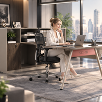 Poste de travail moderne pour employés avec armoire de rangement latérale, pieds en métal, bureau en mélamine pour espace de travail d'entreprise
