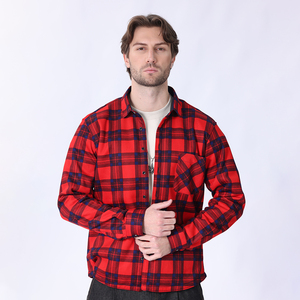 Different Color Mens Plaid <strong>Button</strong> Down <strong>Collar</strong> Ong Sleeve Heavyweight Flannel Work <strong>Shirt</strong> - Product Image 6