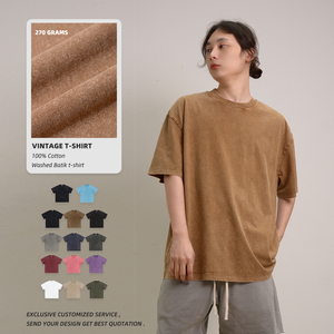 T-shirt personnalisé avec logo, effet délavé, 100% coton, unisexe, respirant, surdimensionné, style vintage - Product Image 1