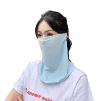 Masque de protection solaire unisexe printemps-été, cache-cou chauffant, protection intégrale du visage anti-UV en soie glacée, voile suspendu