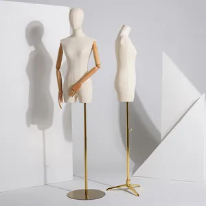 Moda Torso modelo plástico ajustable barato medio cuerpo vestido forma maniquí mujeres