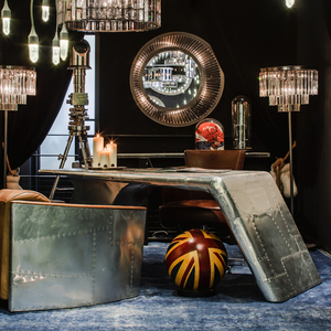 Bureau d'ordinateur industriel rétro de style secrétaire ancien, table d'écriture en aluminium, bureau d'aviateur, table de travail pour <span class=keywords><strong>chambre</strong></span> à <span class=keywords><strong>coucher</strong></span>, coiffeuse - Product Image 5