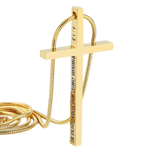 Colar de Corrente Unissex Hip Hop em Aço Inoxidável Banhado a Ouro 18K à Prova d'Água XS com Pingente de Cruz Grande 20 Polegadas Presente Marca OEM - Product Image 1