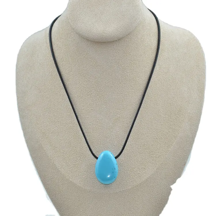Aita newest Glossy drilled waterdrop 30mm Peru blue turquoise gemstone Pendant for necklace
