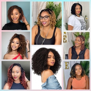 Extensiones de Cabello <span class=keywords><strong>Afro</strong></span> Rizado Pre-Separadas, Suaves, para <span class=keywords><strong>Trenzas</strong></span>, Crochet, Estilo Distressed, 24 Pulgadas de Largo - Product Image 4