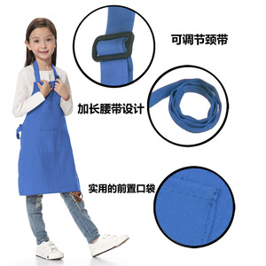 Children's Apron Solid Color Stain Resistant For Art Baking Cooking 1-15 Years S M L XL XXL Size - Product Image 4