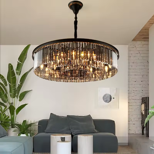 Decoration American Crystal Pendant Lights <b>Living</b> <b>Room</b> Luxury Black stainless steel <b>Chandelier</b> with Crystal - Product Image 3