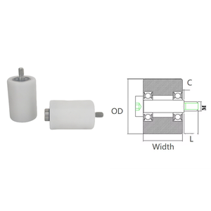 Roues à double roulement de qualité industrielle OD 30-45 mm avec arbre fileté pour chariots, chariots à roulettes et chariots de transport - Product Image 2