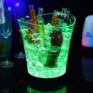 Высококачественный бар KTV для вечеринки овальной формы со светодиодной подсветкой роскошные мигающие ведра для вина, виски, водки, шампанского из полипропилена, ведро для льда