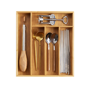 Tự Nhiên Nhà Bạc Tổ Chức Khay Tre Nhà Bếp Ngăn Kéo Tổ Chức Đồ Dùng Dao Kéo Khay Với 5 Ngăn - Product Image 1