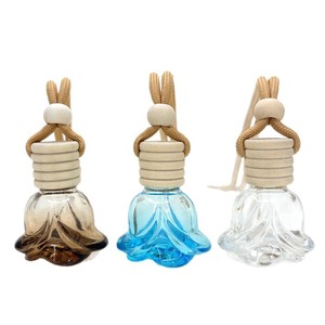 Custom Personalized Hanging Empty Rose Flower Shape Car Perfume Glass Bottle Fragrance <b>Aroma</b> <b>Diffuser</b> - Product Image 1